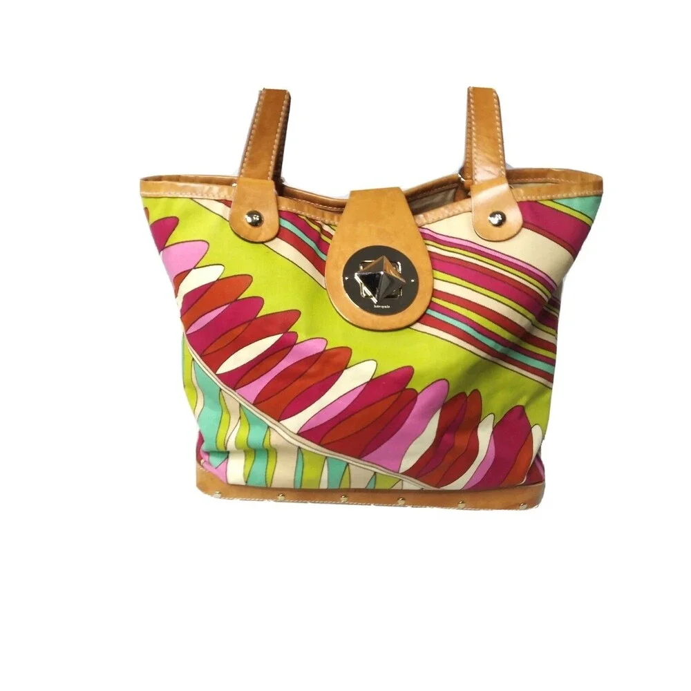 Kate Spade Cabana Palma Multi Tote Multicolor Canvas Tote Retail $225 - Picture 2 of 9